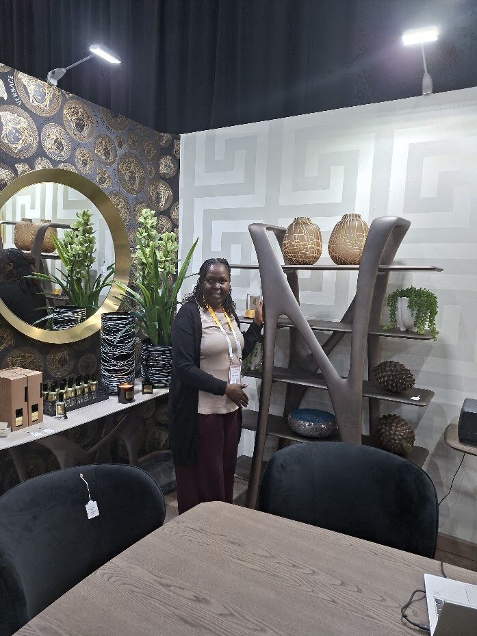 Statement shelving and layered decor vignette at Decorex Joburg 2026