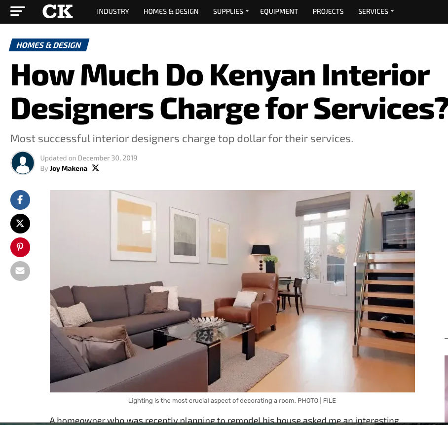Setting the Benchmark: Terry Interior Designs Featured in Construction Kenya